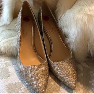 Sparkly gold high heels